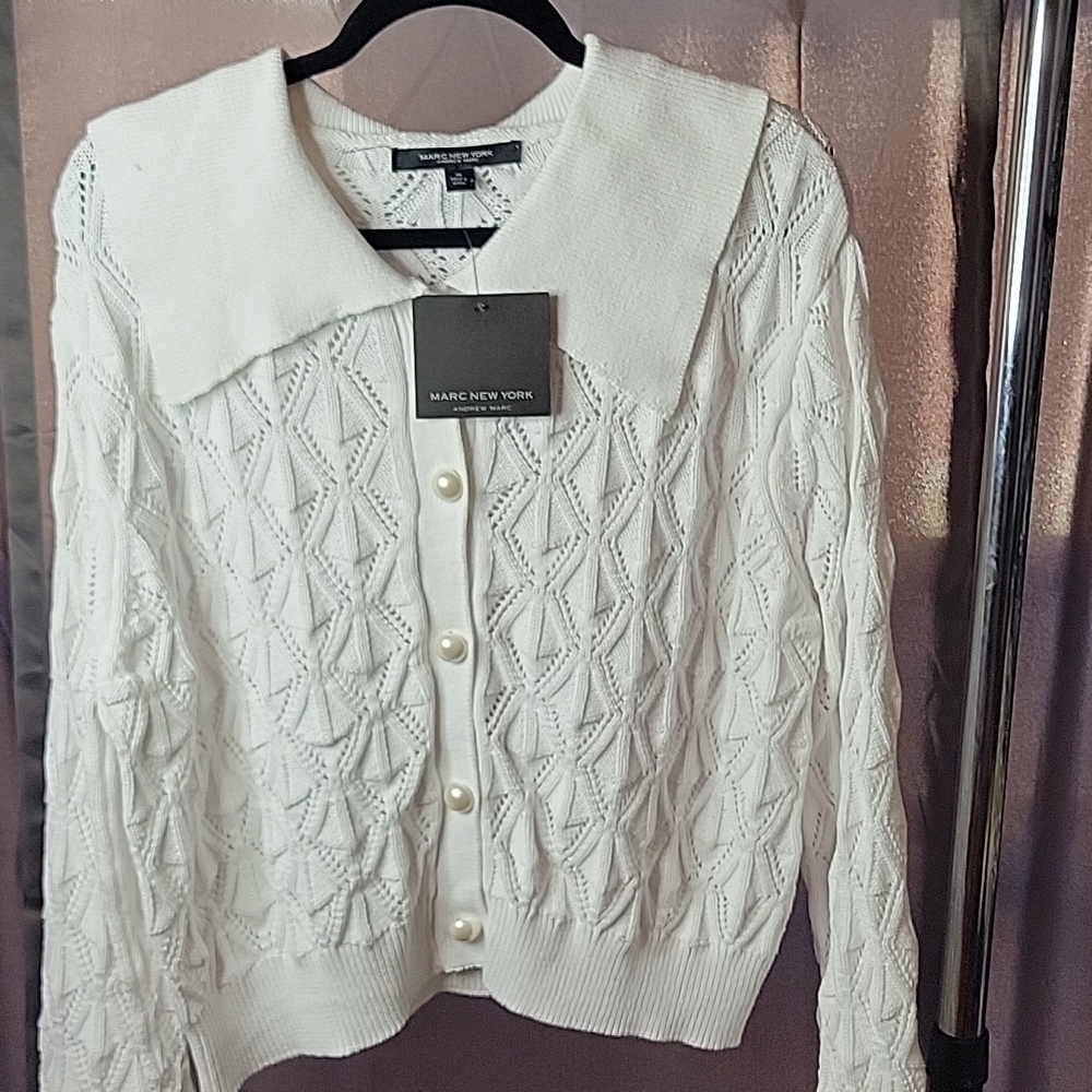 Nwt Mark New York button sweater xl white